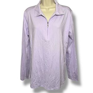 SanSoleil Women’s Sunglow Mock Quarter-Zip Pullover Lavender Size XL